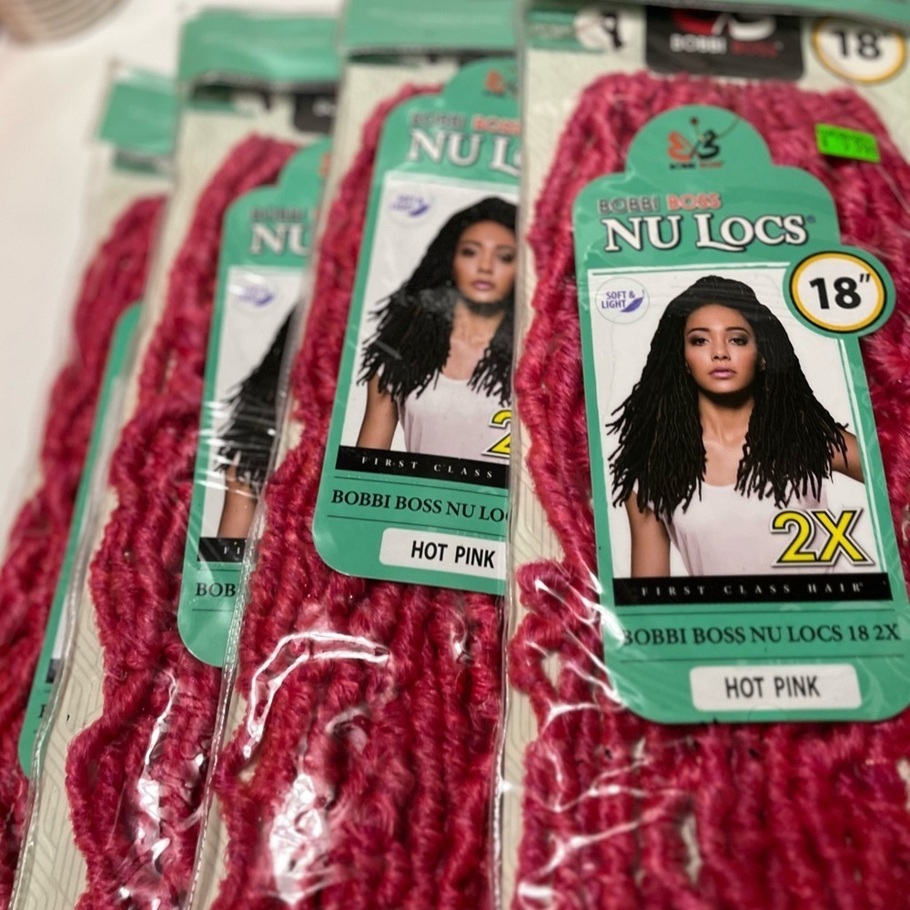 Bobbi Boss Nu Locs 18” Lot 4 Packs Long Color Hot Pink Hair Extentions - Picture 7 of 9